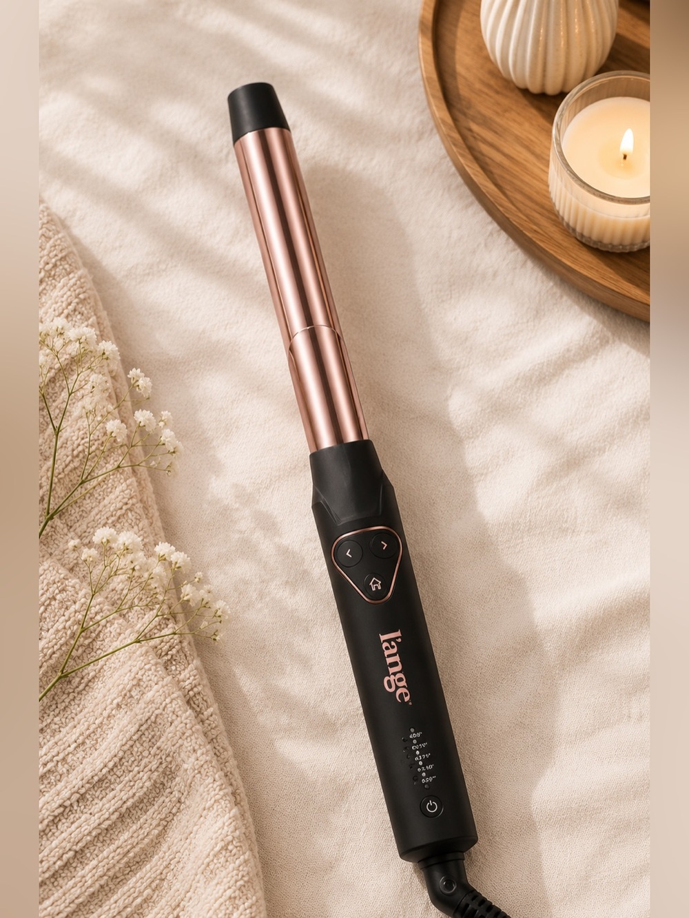 L’ange Le Pirouette 25mm Titanium Rotating Curling Iron | Black & Rose Gold
